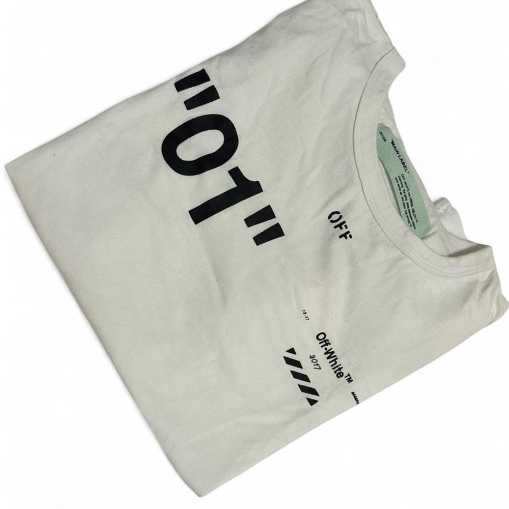 Off-White White and Black Logo Tee